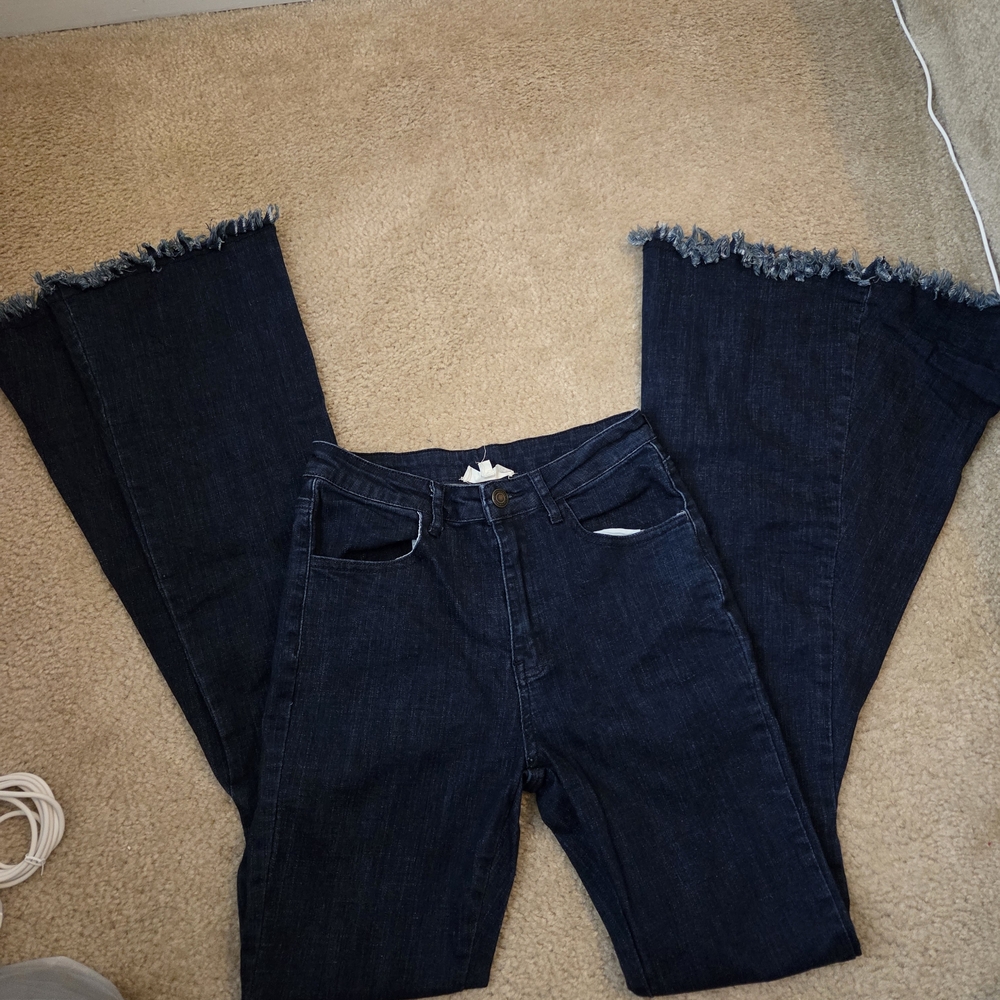 Altar'D State Jeans Frayed Hem Dark Blue Women's Jeans